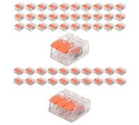 50 unidades de conectores de cable de 3 conductores y 2 conductores, bornes de conexión de 0,14-4 mm² (24-12 AWG), bornes de palanca compatibles con los bornes Wago de 3 polos, regletas de bornes y