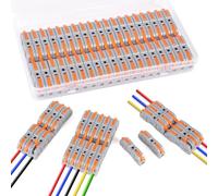 50 unidades de conectores de cable, terminales de pluma, abrazaderas de cable con palanca, abrazadera de conexión, abrazadera de conductor de 4 mm², se puede combinar libremente