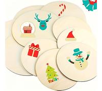 50 unidades de discos redondos de madera de 1.97 pulgadas, para almohadillas redondas para manualidades, para colgar adornos, pintar y dibujar, decoración para puertas, hogar y fiestas, regalo