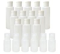 50 unidades de frascos vacíos de plástico para champú con tapa giratoria, 10/20/30/50 ml, contenedores cosméticos, kits, maquillaje, viaje, portátiles, rellenables, muestras (Tapón blanco,20ml,50)