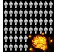 50 unidades de luces LED para globos, color naranja cálido, mini con 2 pilas LR41, 50 mini luces LED para farolillos de papel, bodas, Navidad, fiestas, cumpleaños