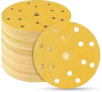 50 unidades de papel de lija con de 150 mm de diámetro, grano 40, 15 agujeros, para lijadora excéntrica, madera, metal y pintura
