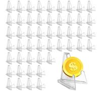 50 unidades de soporte acrílico para tarjetas: soporte acrílico transparente de 57 mm, soporte para monedas, soporte ajustable, soporte para tarjetas, caballetes de plástico, para mostrar monedas,