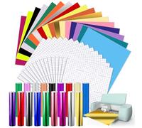 50 unidades de vinilo Smart Permanent para Cricut Explore 3/Maker 3, película de plóter de vinilo inteligente metálico, vinilo con purpurina, autoadhesiva, para manualidades, tazas, coche, decoración