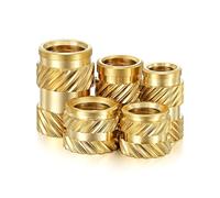 50 unidades M2 M2.5 M3 M4 M5 M6 M8 Inserto de latón Tuerca Hot Melt moleteado calor roscado Incorporación Tuerca de cobre para inserción de plástico (Length 5 mm 50 unidades, M2 (OD3.2 mm))