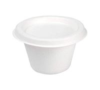 50 unidades - Mini Tarrinas + Tapas 'Bionic' 120 Ml Ø7,4X5,1+0,7 Cm Blanco Bagazo