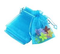 50 unidades por paquete de 4 x 6 bolsas de regalo para envolver regalos, tela transparente de organza, con cordón, bolsas de malla transparente para baby shower, aniversario, flores de lavanda secas, confeti, lápiz labial para mujer, Halloween, viajes