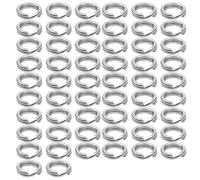 50 unidades por paquete de anzuelos agudos de agua salada, terminales de aparejos, conectores de pesca, anillos divididos de acero inoxidable, anillos divididos de pesca dobles