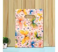 50 Unids 15x2 0cm/20x30cm Pequeña Bolsa de Joyas Bolsa de Patrón Lindo con Asa Bolsas de Regalo Dulces Galletas Favor de Fiesta Bolsa de Embalaje-M,15x20cm