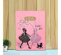 50 Unids 15x2 0cm/20x30cm Pequeña Bolsa de Joyas Patrón Lindo Bolsa de Plástico con Asa Bolsas de Regalo Dulce Galleta Favor de Fiesta Embalaje Bag-D-20x30cm