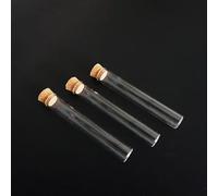 50 unids/lote 12x75mm tubos de ensayo de vidrio transparente de fondo con tapón de corcho for tipos de laboratorio/escuelas
