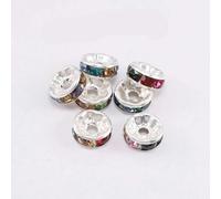 50 Unids/lote 4 6 8 10 mm Cuentas Espaciadoras de Diamantes de Imitación Sueltas de Metal Cuentas Rondelles para Accesorios de Fabricación de Joyas DIY-Plata Multi-4mm