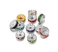 50 Unids/lote 4 6 8 10 mm Cuentas Espaciadoras de Diamantes de Imitación Sueltas de Metal Cuentas Rondelles para Accesorios de Fabricación de Joyas DIY-Multi-6mm