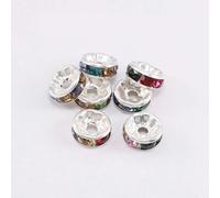 50 Unids/lote 4 6 8 10 mm Cuentas Espaciadoras de Diamantes de Imitación Sueltas de Metal Cuentas Rondelles para Accesorios de Fabricación de Joyas DIY-Plata Multi-8mm