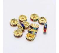50 Unids/lote 4 6 8 10 mm Cuentas Espaciadoras de Diamantes de Imitación Sueltas de Metal Cuentas Rondelles para Accesorios de Fabricación de Joyas DIY-Oro Multi-10 mm