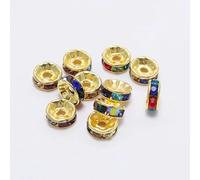 50 Unids/lote 4 6 8 10mm Cuentas Espaciadoras de Diamantes de Imitación Sueltas de Metal Cuentas Rondelles para Accesorios de Fabricación de Joyas DIY-Oro Multi-6mm