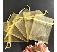 50 Unids/lote 7 * 9 cm Bolsas de organza Bolsa de joyería con regalo de boda Bolsas dibujables para boda fiesta de derocación supprise 5Z-gold-7x9cm-other