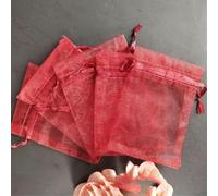 50 Unids/lote 7 * 9 cm Bolsas de organza Bolsa de joyería con regalo de boda Bolsas dibujables para boda derocación Fiesta sorpresa 5Z-vino rojo-7x9cm-otro