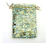 50 Unids/lote 7X9cm 9X12cm 11X16cm 13X18cm Oro Amor corazón rosa Organza Bolsa de gasa de boda Regalo Bolsas de Navidad Embalaje de joyas-Lake Blue, 11x16cm