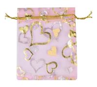 50 unids/lote Bolsa de organza con forma de corazón de amor Bolsa de regalo Bolsas de regalo de corazón de color dorado para bodas Fiesta Dulces Día de San Valentín Embalaje de joyas-3-50pcs-13x18xm
