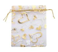 50 unids/lote Bolsa de organza con forma de corazón de amor Bolsa de regalo Bolsas de regalos de corazón de color dorado para bodas Fiesta Dulces Día de San Valentín Embalaje de joyas-2-50pcs-13x18x