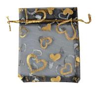 50 unids/lote Bolsa de organza con forma de corazón de amor Bolsa de regalo Bolsas de regalos de corazón de color dorado para bodas Fiesta Dulces Día de San Valentín Embalaje de joyas-8-50pcs-13x18x