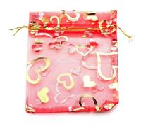 50 unids/lote Bolsa de organza con forma de corazón de amor Bolsa de regalo Bolsas de regalos de corazón de color dorado para bodas Fiesta Dulces Día de San Valentín Embalaje de joyas-7-50pcs-13x18x