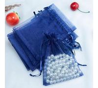 50 Unids/lote Bolsa De Organza Joyería Bolsa De Cordón De Tul Para Boda Navidad Regalo De Cumpleaños Embalaje-Navy-5x7cm-Bolsas De Organza