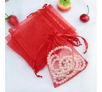50 Unids/lote Bolsa De Organza Joyería Bolsa De Cordón De Tul Para Boda Regalo De Cumpleaños De Navidad Embalaje-Red-5x7cm-Bolsas De Organza