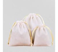 50 Unids/lote Bolsas de Regalo con Cordón de Terciopelo de Tela Suave para Banquete de Boda Paquete de Joyas de Varios Tamaños Bolsas Elegantes-Beige,15x20cm(50pcs)