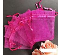 50 Unids/lote bolsas de tul 7X9/9X12/11X16/13X18cm Bolsa de organza Bolsa de gasa de boda Embalaje de joyería tela de tul-rosa roja,30x40cm -SH321-50