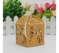 50 Unids/lote Corte Lase Novia Novio Dulces De Boda Caja De Dulces Invitados Cajas De Regalo Embalaje De Papel Baby Shower Caja De Galletas De Chocolate-oro 50PCS-5x5x8cm-50pcs
