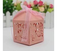50 Unids/lote Corte Lase Novia Novio Dulces De Boda Caja De Dulces Invitados Cajas De Regalo Embalaje De Papel Baby Shower Caja De Galletas De Chocolate-rosa 50PCS-5x5x8cm-50pcs
