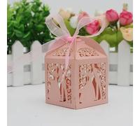 50 Unids/lote Corte Lase Novia Novio Dulces De Boda Caja De Dulces Invitados Cajas De Regalo Embalaje De Papel Baby Shower Caja De Galletas De Chocolate-A rosa 50PCS-5x5x8cm-50pcs