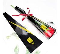 50 unids/lote floristería transparente embalaje de flores papel de regalo de flores de celofán bolsa de una sola rosa regalo para paquete Floral de boda-B-negro, otro