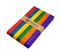 50 varillas de madera de colores para hacer palillos de helado de palillos de hielo DIY listones creativos decoración DIY Popsicle depilación Lollipop (coloridos, grandes)