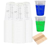 50 vasos medidores de resina epoxi, 230 ml, juego de 50 unidades de agitación de madera, vasos de mezcla de resina epoxi transparente, vasos mezcladores de pintura para líquidos, mezcla de resina,
