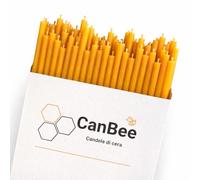 50 Velas Finas de Cera de Abeja Natural Amarilla 100% - 16 cm x Ø 5 mm - Mecha de Algodón - Sin Parafina - Velas Meditación Yoga Relax Ritual - Luz Cálida Natural - CanBee