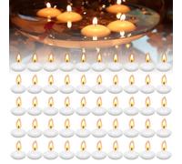 50 velas flotantes, velas flotantes blancas, velas de agua sin perfume, velas flotantes para bodas, fiestas y decoraciones de centro de piscina