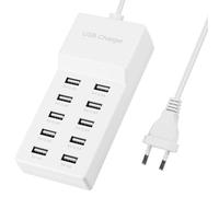 50 W Cargador USB múltiple 10 puertos estación de carga multi puertos de alimentación compatible con iPhone 12 13 14 15 16 Samsung S21 S22 S23 S24 Z Flod Z Flip iPad Xiaomi Huawei Oppo OnePlus