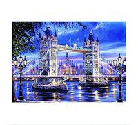 50 x 40 cm DIY Square Diamond Painting Kit de Pintura de Diamante Cuadrado Completo para Punto de cruz para Adultos Bordado de Diamantes de Imitación Manualidades Puente azul Pegatinas de pared