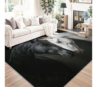50 x 80 cm Alfombras Salón Blanco Negro Naturaleza Animales Caballos Alfombra Pelo Corto Suave Antideslizante Alfombra de Dormitorio Alfombras para Salon Habitacion