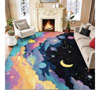 50 x 80 cm Alfombras Salón Vistoso Dibujos Animados Cielo Estrellado Pájaros Nubes Alfombra Pelo Corto Suave Antideslizante Alfombra de Dormitorio Alfombras para Salon Habitacion