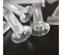 50 x tuercas y tornillos avellanados con agujero transversal, Plástico Acrílico transparente, M4 x 20mm - Tornillos de Plástico Acrílico, transparente tornillos de cabeza plana