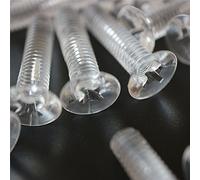 50 x tuercas y tornillos avellanados con agujero transversal, Plástico Acrílico transparente, M5 x 20mm - Tornillos de Plástico Acrílico, transparente tornillos de cabeza plana