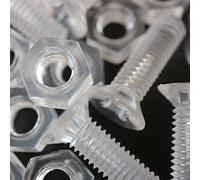 50 x tuercas y tornillos avellanados con agujero transversal, Plástico Acrílico transparente, M6 x 20mm - Tornillos de Plástico Acrílico, transparente tornillos de cabeza plana
