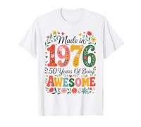 50 Year Old Made in 1976 Retro Floral 50th Birthday Women Camiseta