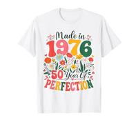 50 Year Old Made in 1976 Retro Floral 50th Birthday Women Camiseta