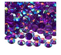 500-1000 piezas de diamantes imitación AB transparentes sin fijación en caliente, resina, con parte trasera plana, for decoración uñas, joyas y prendas, pegamento(Deep purple,2mm 1000pcs)