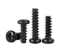 500/200/100 piezas M1/1,2/1,4/1,5/1,6/1,7/2/2,3/2,6 tornillos autorroscantes de cabeza plana negros for electrónica(4mm,M2.5 x100pcs)